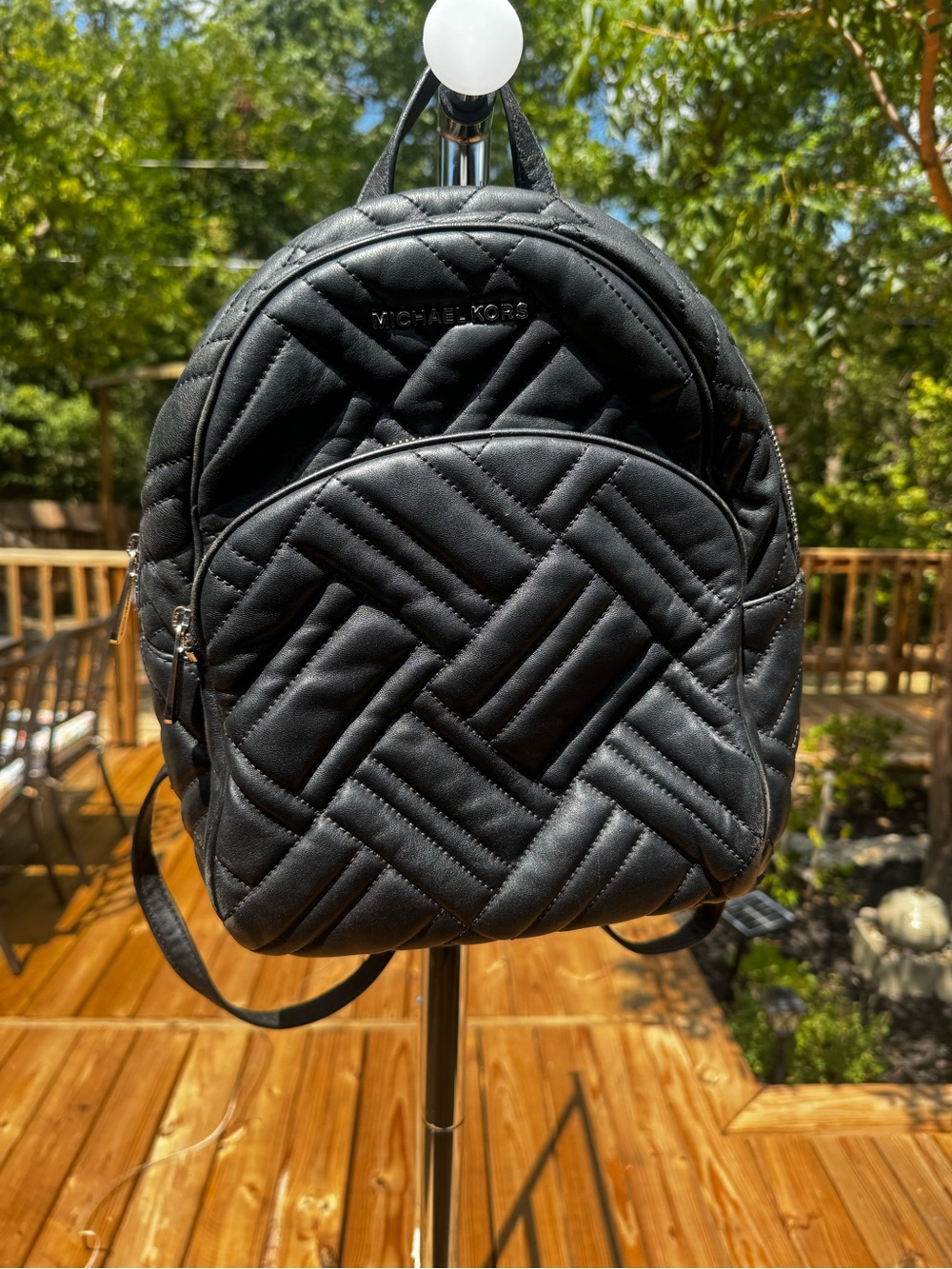 Michael Kors Black Quilted Mini Backpack with Front Zip Pocket